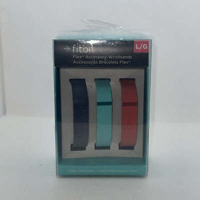 NEW Fitbit Flex Accessory Wristbands Size Large 3 Pack Navy/Teal/Tangerine  