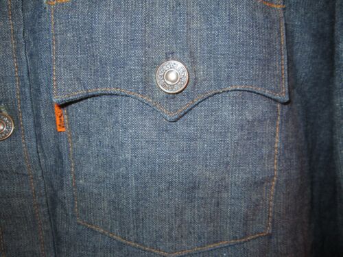 LEVIS Vtg 1970s Orange Tab 60664-2418 Denim Shirt Jacket chore Prison Split M/L - Picture 2 of 7