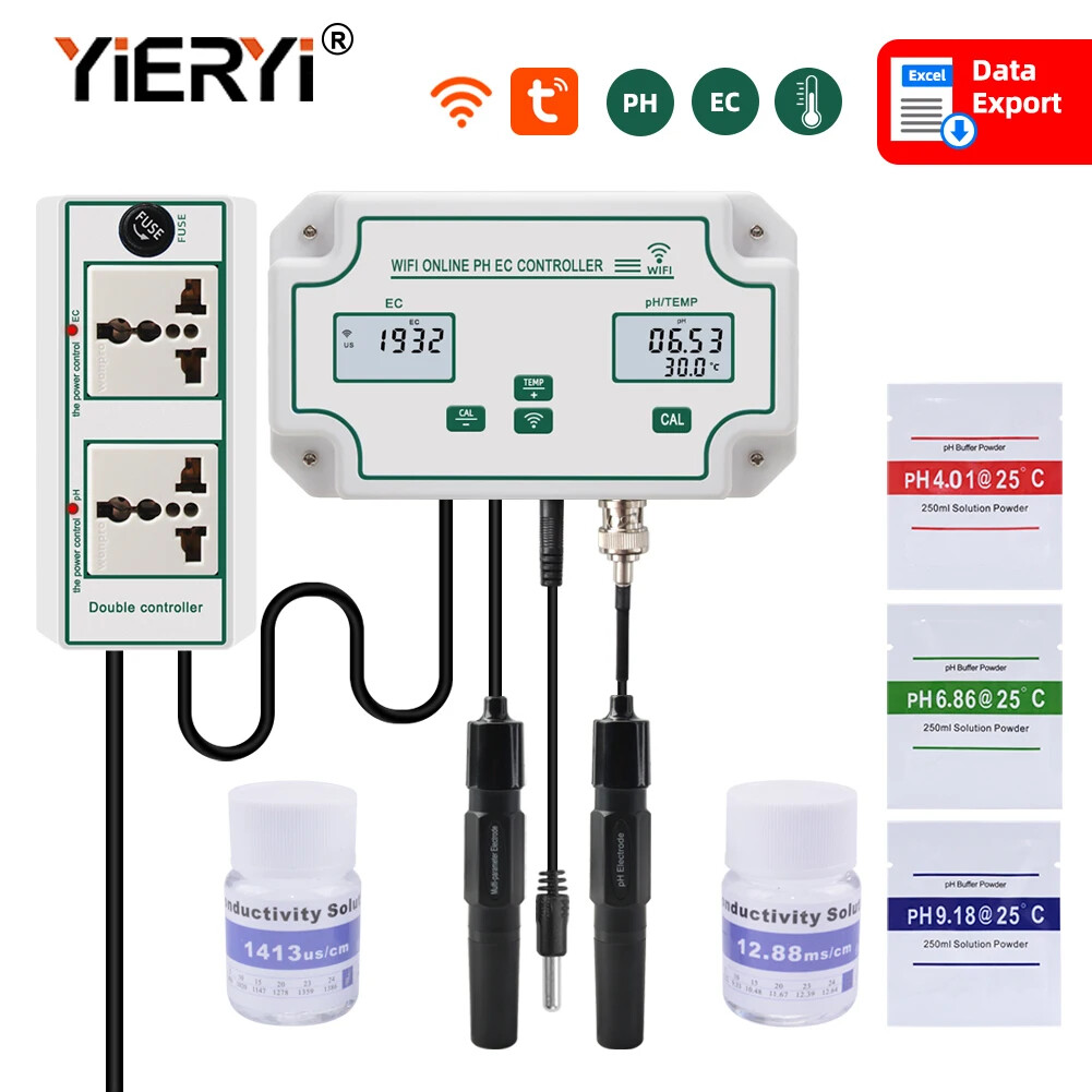 WIFI Online PH EC Meter Conductivity Temp Water Quality Tester Controller New