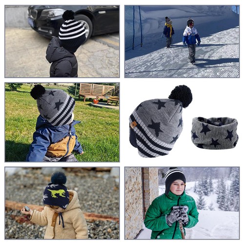Boys Girls Winter Knitted Beanie Hat w/ Ear Flaps + Warm Scarf Children's Gifts - Picture 7 of 12