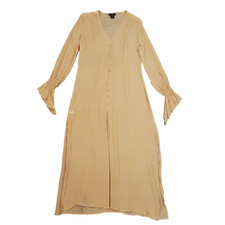 Express Y2K Sheer Silk Maxi Shirt Dress L Bell Sleeve Cottagecore Festival Fairy