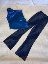 Shades of Blue Glittery Jazz Pants  Top Youth Dance Costume