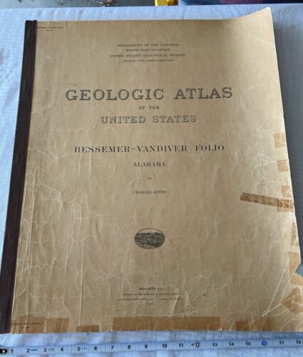 Folio de mapas de atlas geológico vintage de 1927 para Bessemer-Vandiver Alabama - Imagen 1 de 3