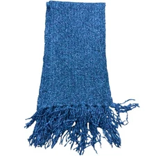 Avenue Winter Warm Soft Scarf Womens One Size Blue 100% Acrylic Fringed End NWT