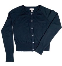 Cat  Jack Girls Knit Cardigan Sweater Top w/Gem Buttons Blk Kids M 7/8 
