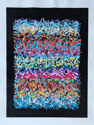 Yoav Pour Hand Signed 5/95 hand Embellished colorful abstract art on canvas - Picture 8 of 10