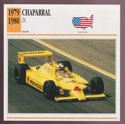 1979-1980 Chaparral 2K Johnny Rutherford Race Car Photo Spec Sheet Info CARD