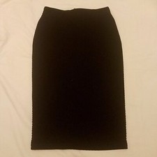 Black Fitted Pencil Midi Skirt Size S Stretchy Office Wear