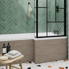 Nuie Modern 1700mm L-Shaped Shower Bath Tub Coloured Front & End Panels Bathroom