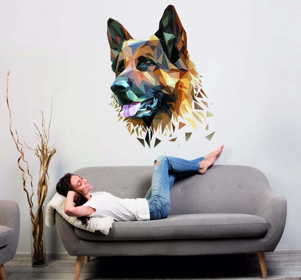 German Shepherd Wall Decal Polygonal German Shepherd Wall Art Dog Decal Shepherd - Image 2 of 4