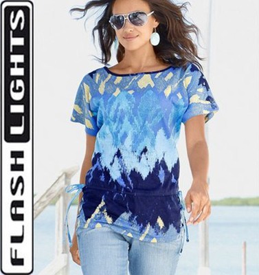 NEU LÄSSIGER STYLE ! SHIRT ZICZAC GR. 32 34 FLASHLIGHTS aqua türkis blau *446073