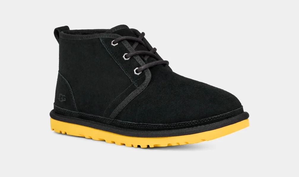 UGG Neumel Leather Men's Low Chukka Ankle Boots (Black/Yellow) Size 13 image 4