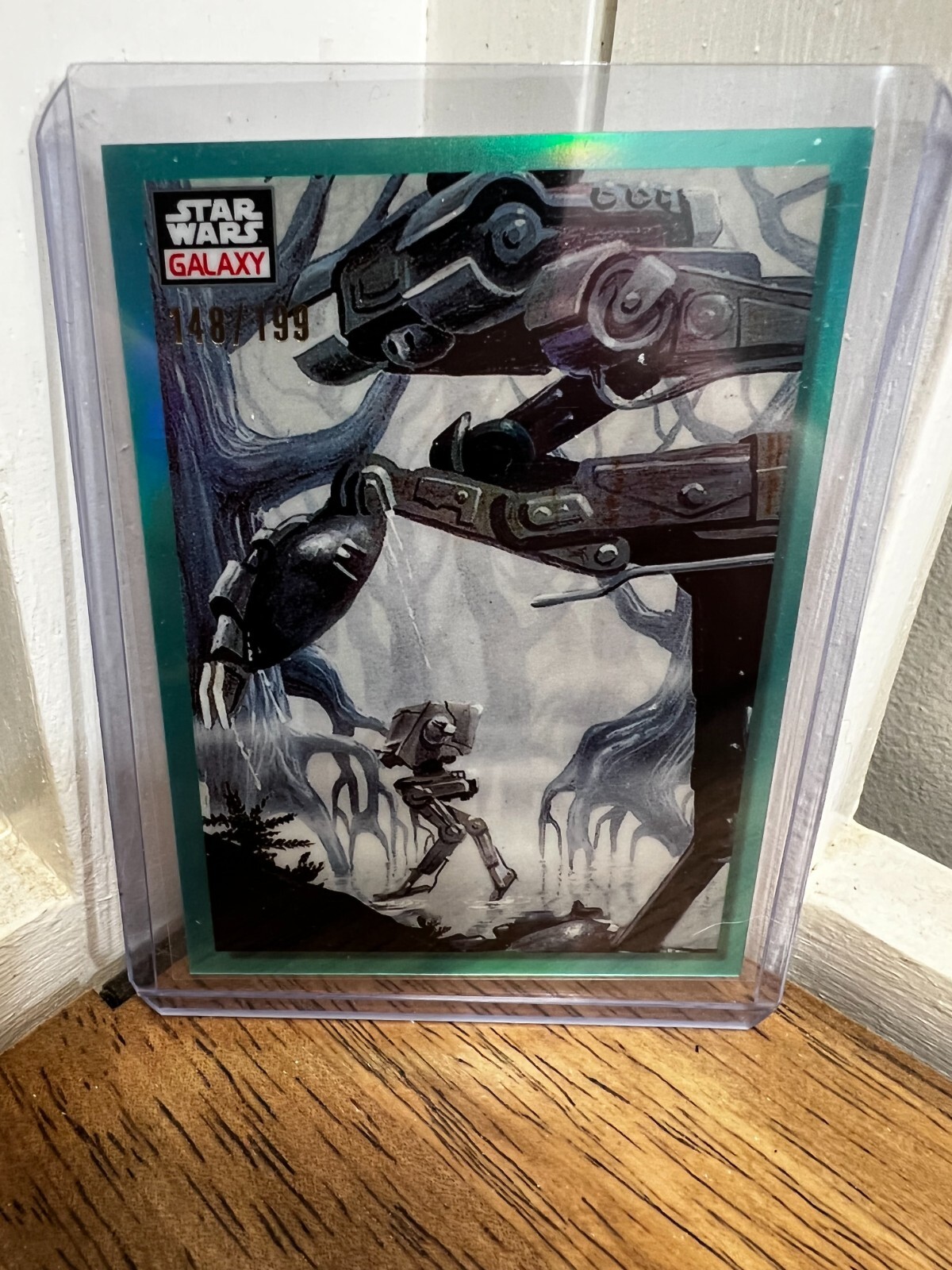 2023 Topps Chrome Star Wars Galaxy Aqua Refractors #38 Marching AT-STs 148/199