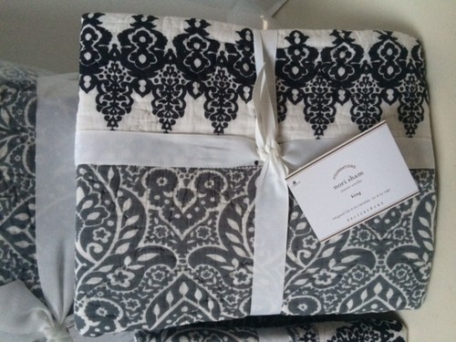 Edredón Pottery Barn Nori Scarf Print KING y 2 fundas King bohemias negras blancas nuevas con etiquetas - Imagen 4 de 8