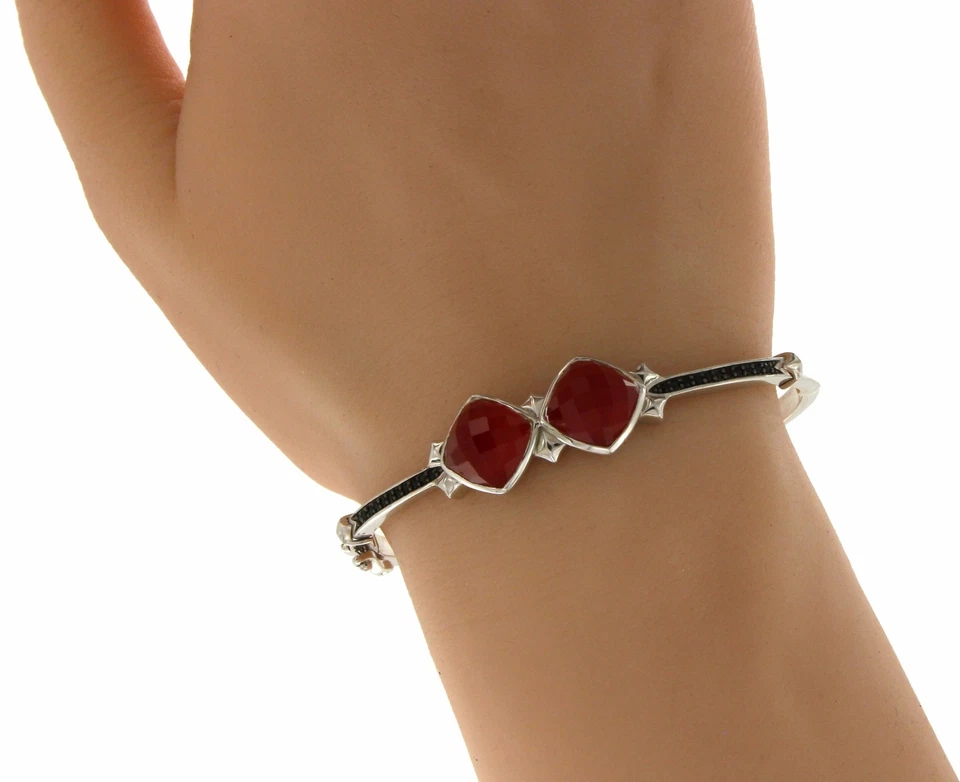 Pulsera Stephen Webster 925 Plata Coral Rojo y Zafiro Negro Haze 6.5" $850 Foto 2 de 4
