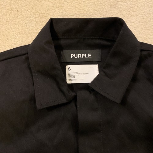 Camisa Chaqueta Manga Larga Negra Marca Púrpura Cremallera Completa Botón Talla Pequeña S Nueva - Imagen 4 de 15