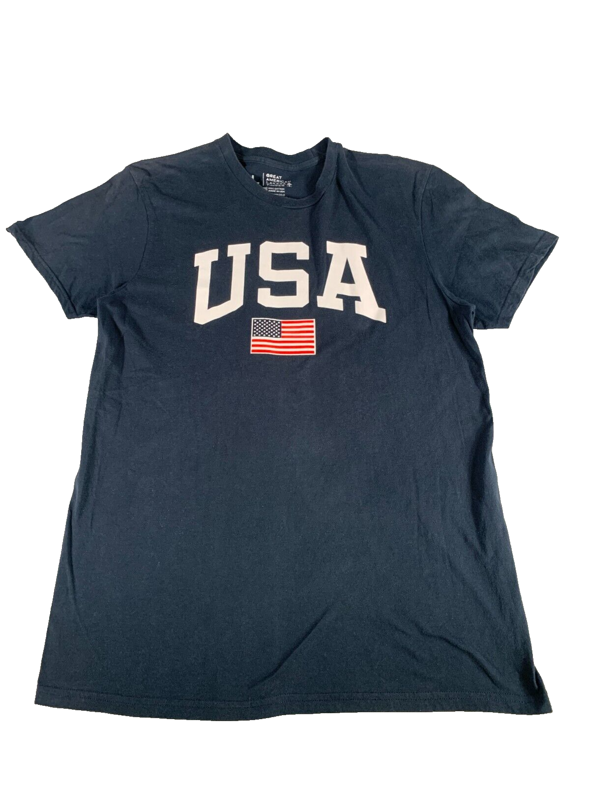 Great American Lakes Timber USA Patriotic Navy Blue Cotton T-Shirt #4941