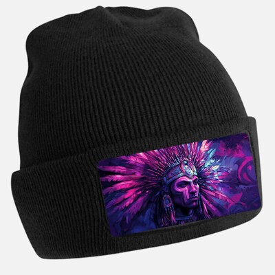 Unisex Cotton Indian Chief Black Beanie Hat
