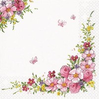 20 Servietten Cute Flowers Blumen BlüTen Sommer Natur Garten Rosa Weiß 33X33Cm