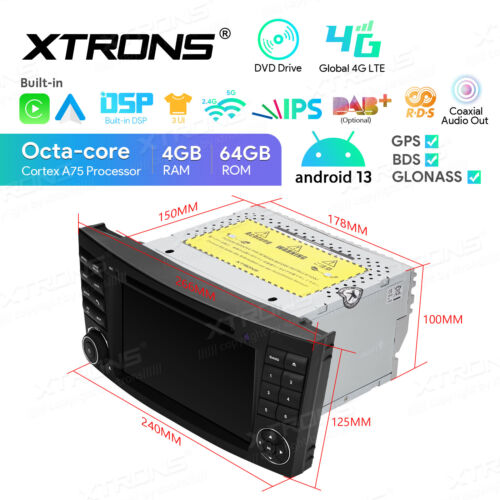 7" Autoradio Android 14 GPS 4G 8Kern CarPlay DVD DSP für Mercedes W211 E400/E500 - Bild 15 von 24