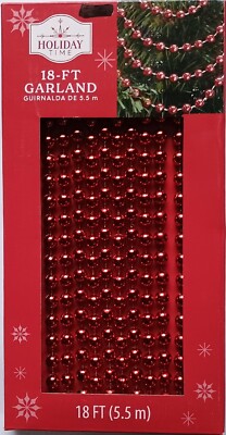 HOLIDAY Time Garland 'Rot' Weihnachtsbaum Perlengirlande 5,5m Import USA