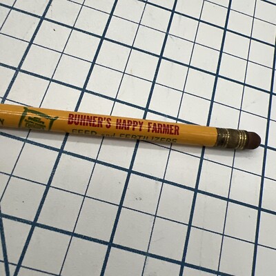 Buhners Happy Farmer Danville Illinois IL Seymour Indiana IN Wood Pencil Vintage
