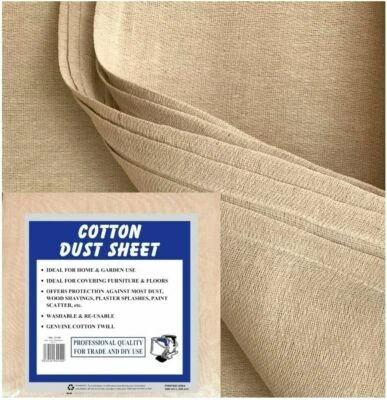 JMS BRIDGE 5 x LARGE DUST SHEETS (10ft X 8ft) HEAVY DUTY COTTON TWILL PROFESSIONAL SHEET