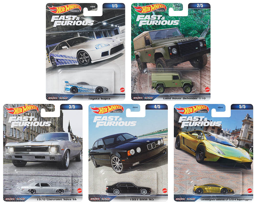 Fast & Furious Set 5 Modellautos 2023 Premium 1:64 Hot Fast & Furious Set 5 Modellautos 2023 Premium 1:64 Hot