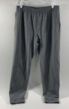 Prana Lightweight Gray Jogger Pants Pull On Women  s L Athletic Logo EUC Pockets