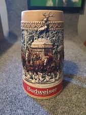 1987 Budweiser Clydesdale Collector Holiday Beer Stein "C" Series Anheuser Busch