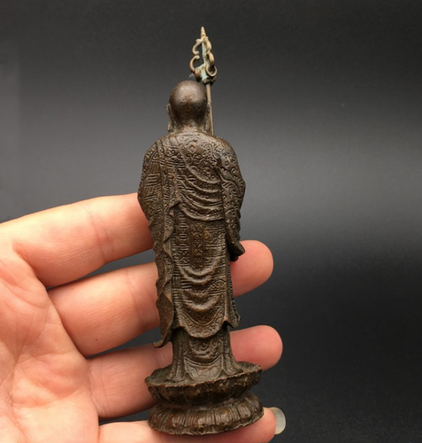 Old Tibetan style pure copper Ksitigarbha Buddha statue home decoration - Picture 6 of 6