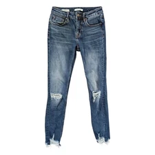 Vigoss Thompson Tomboy Jeans Womens Blue Distressed Ripped Denim Size 24