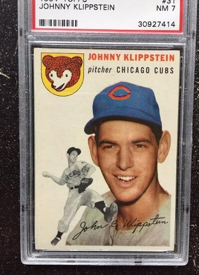 1954 Topps #31 Johnny Klippstein PSA 7 NM Chicago Cubs
