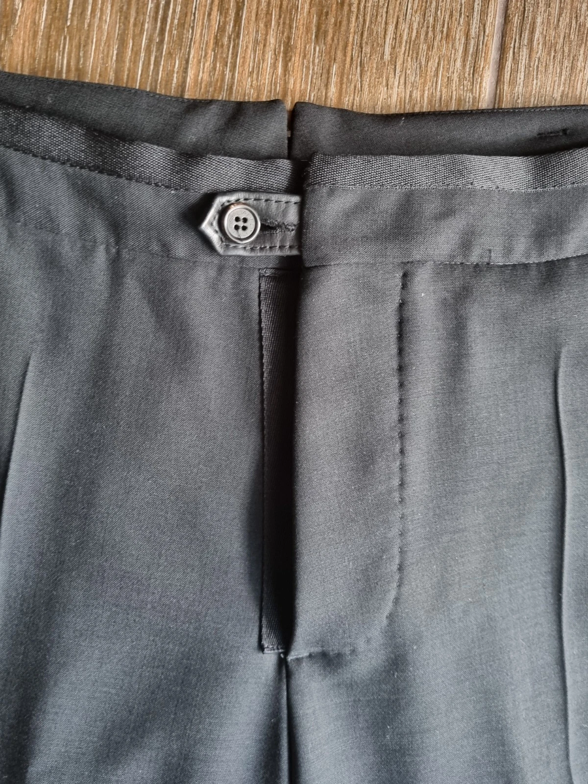 Dsquared2 pantaloni neri formali in lana con dettagli in pelle nuovissimi 48