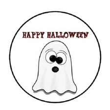 48 Ghost Happy Halloween ENVELOPE SEALS LABELS STICKERS 1.2" ROUND