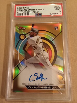 2023 Topps FINEST Canaan Smith Njigba #31/50 AUTOGRAPH GOLD #FA-CSM Graded PSA 9