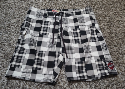 Fox Racing Board Shorts Mens 38 Gray Plaid Cargo Polyester Fox Riders
