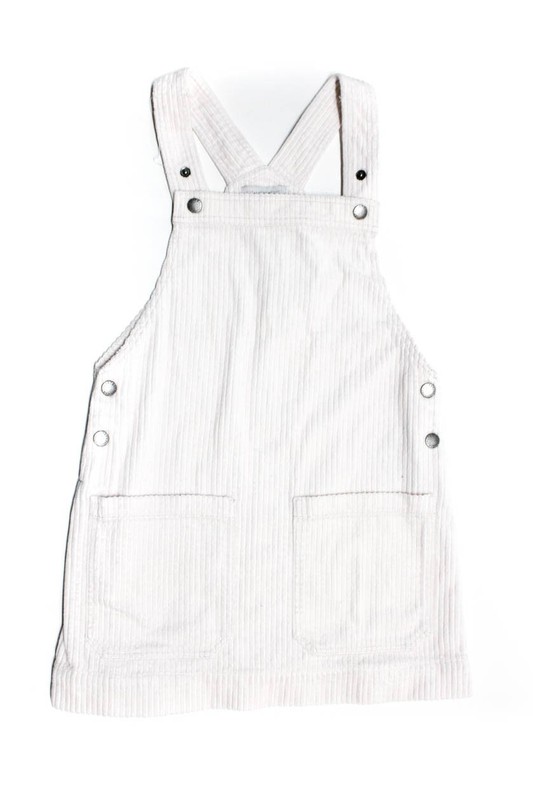 Stella McCartney Kids Girls Square Neck Corduroy Overall Dress White Size 8