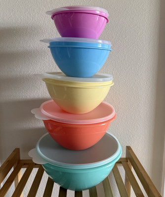 Tupperware 10-pc Wonderlier Vintage Series Bowl Opaque w/ Clear Lids Set NIB