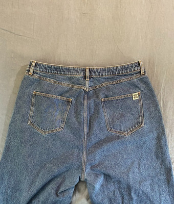 Lucy & Yak Mom Jeans Womens W38 L29 Blue Denim Wide Leg Taper  Organic Cotton