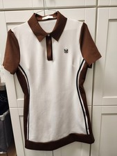 Tory Sport Tory Burch Neoprene Golf Dress Womens L Brown Ivory Polo Mini 161375