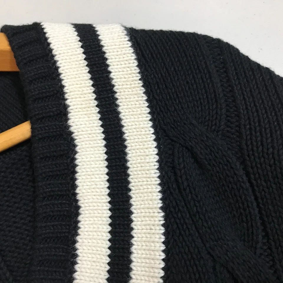 Suéter Pullover de Cricket Polo Ralph Lauren Para Mujer Negro Tejido con Cable Cuello en V Talla M Foto 4 de 4