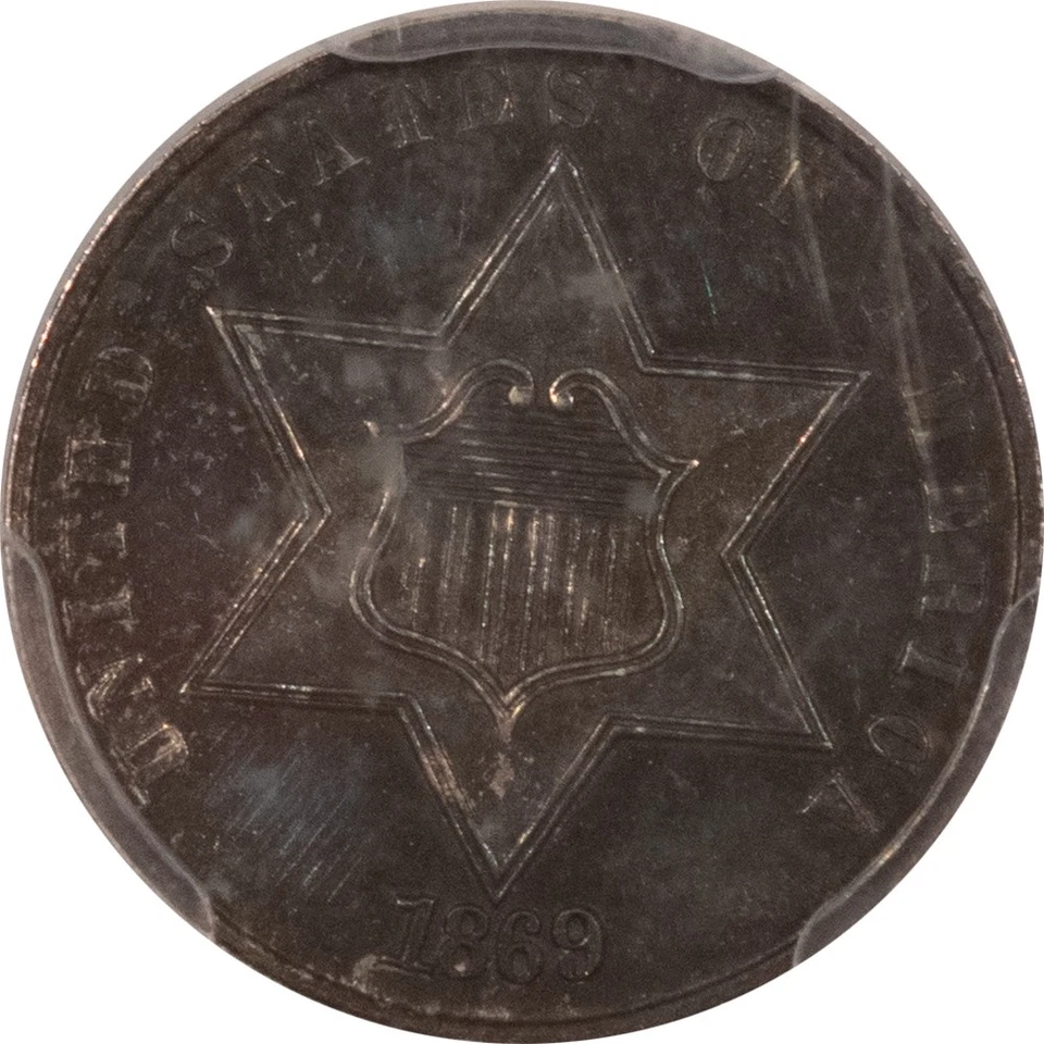 1869 PROOF THREE CENT SILVER - PCGS PR-63, SCARCE! MINTAGE 600! - Image 2 of 3