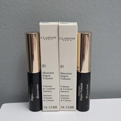 2 Pk Clarins Mascara Supra Volume Intense Volume & Colour 01 Intense Black .1oz