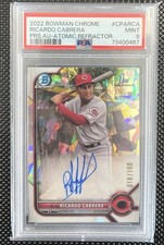 2022 Bowman Chrome Ricardo Ricky Cabrera 1st Bowman Atomic Auto/100 PSA 9 Reds