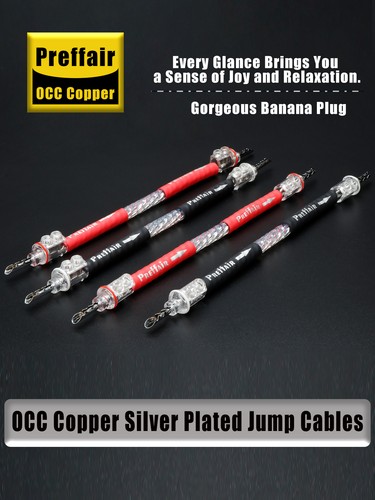 OCC Copper Silver Plated Speaker Jumper Cable Spade Banana Plug HiFi Audio Wires - Picture 7 of 19