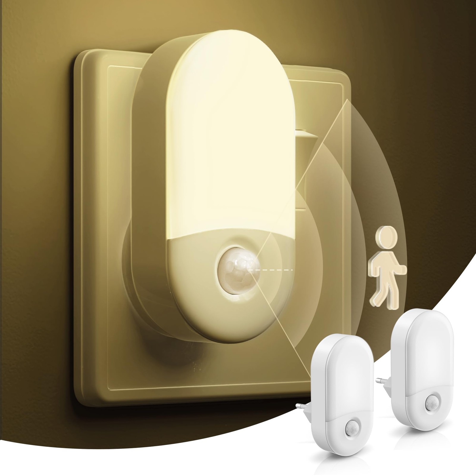 Luce Notturna LED Automatica 2 Pezzi Presa - Sensore Alta Sensibilità