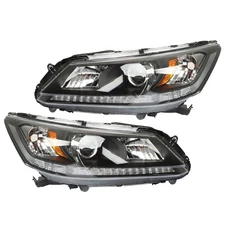LABLT Headlights Assy For 2013-2015 Honda Accord Halogen Black Right&Left Side