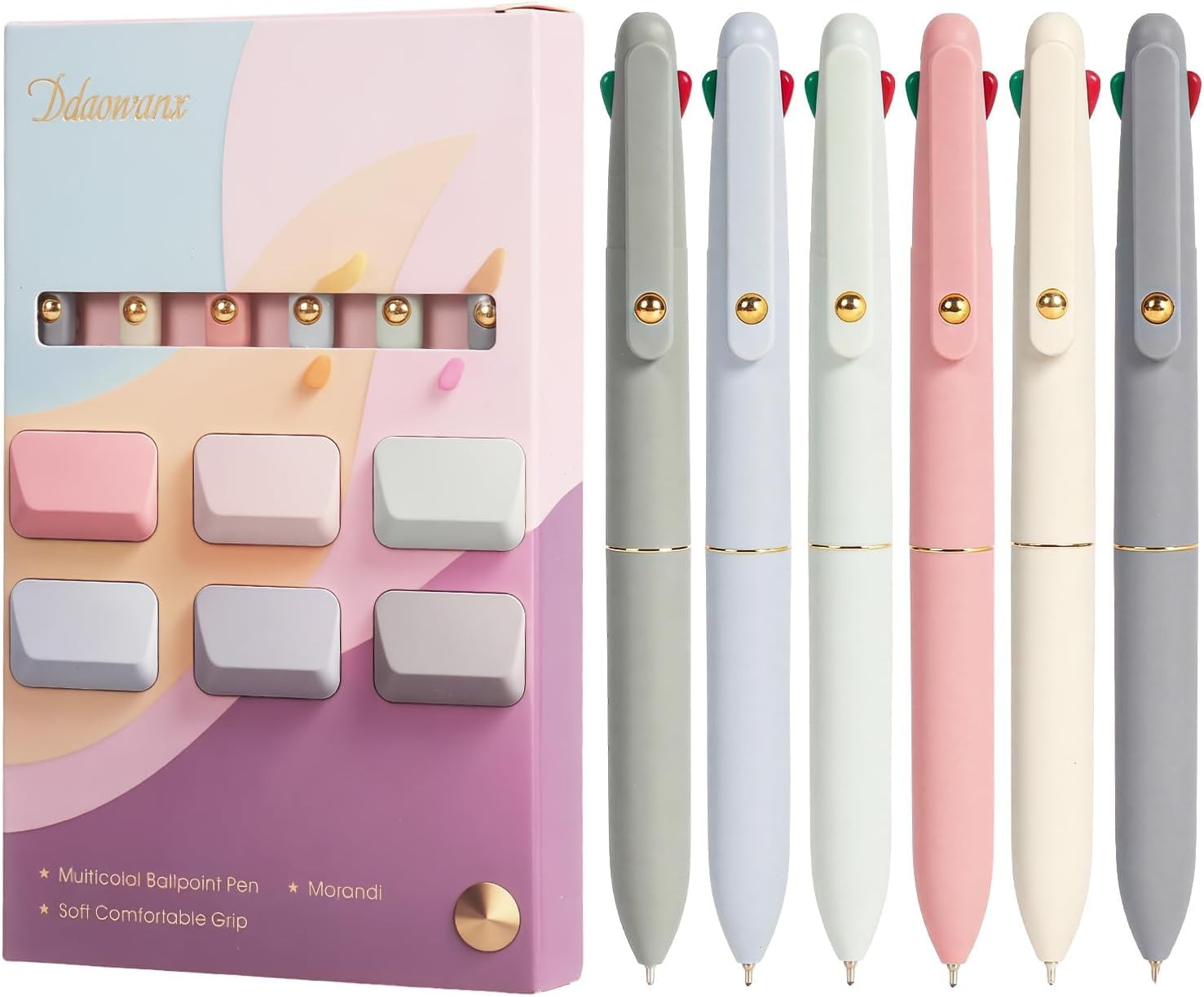 Multicolor Pens, 4-In-1 Colored Ballpoint Pen 0.5Mm Fine Point Smooth Writing,Nu