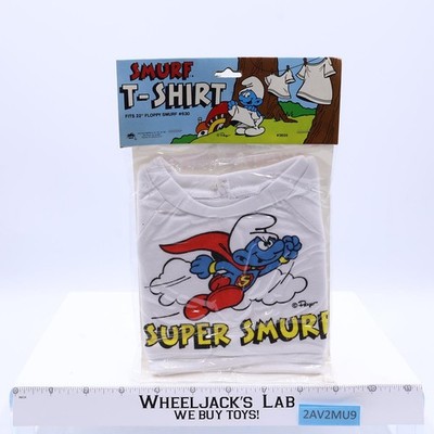 Super Smurf T-Shirt for 22'' Floppy Plush The Smurfs 1981 Vintage NEW SEALED